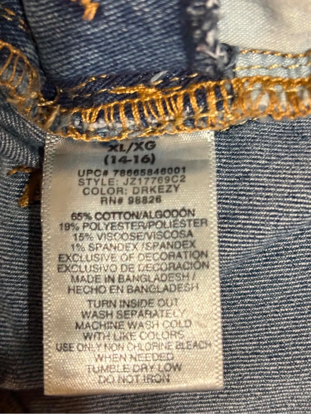 Y2K Jordache Girls Classic Blue Denim Bib Overalls size 14/16 XL